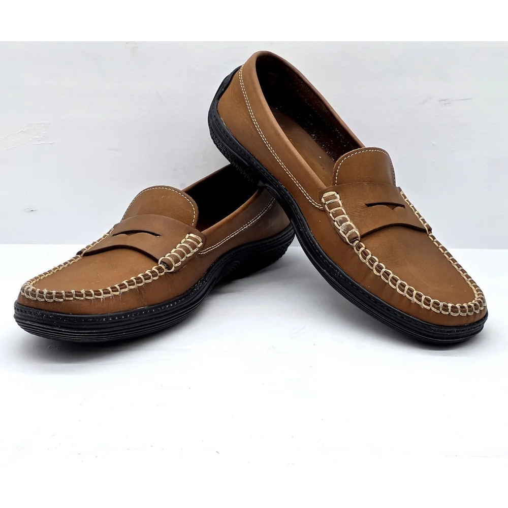 Italian Leather Dooney & Bourke Penny Loafers Mens 8.5 Brown Made in Italy